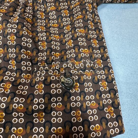 Lapis Blazer Women Large Brown Circle Print Cropped Suit Office Corporate Jacket - Picture 7 of 11